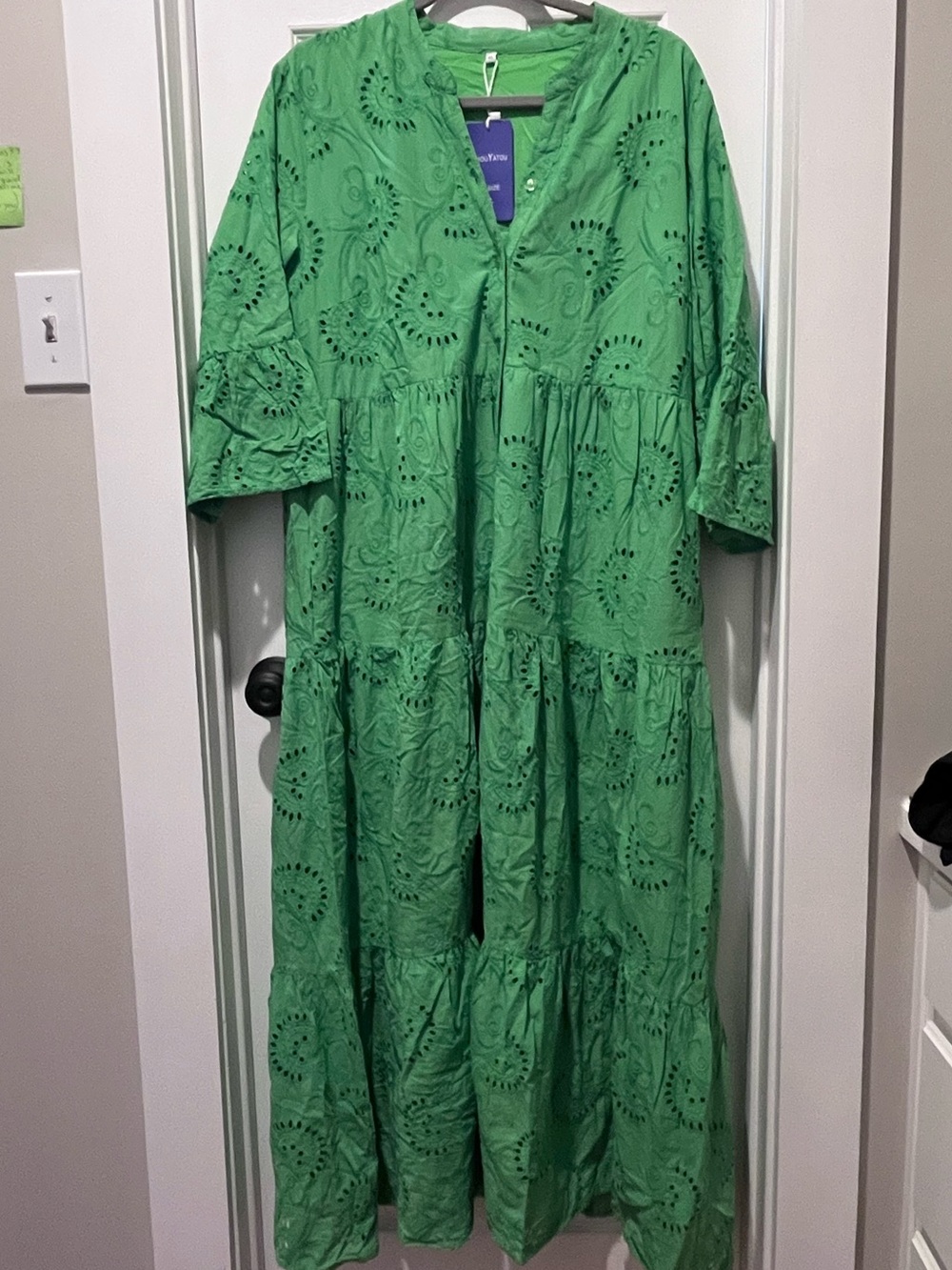 Green Eyelet Maxi Dress
